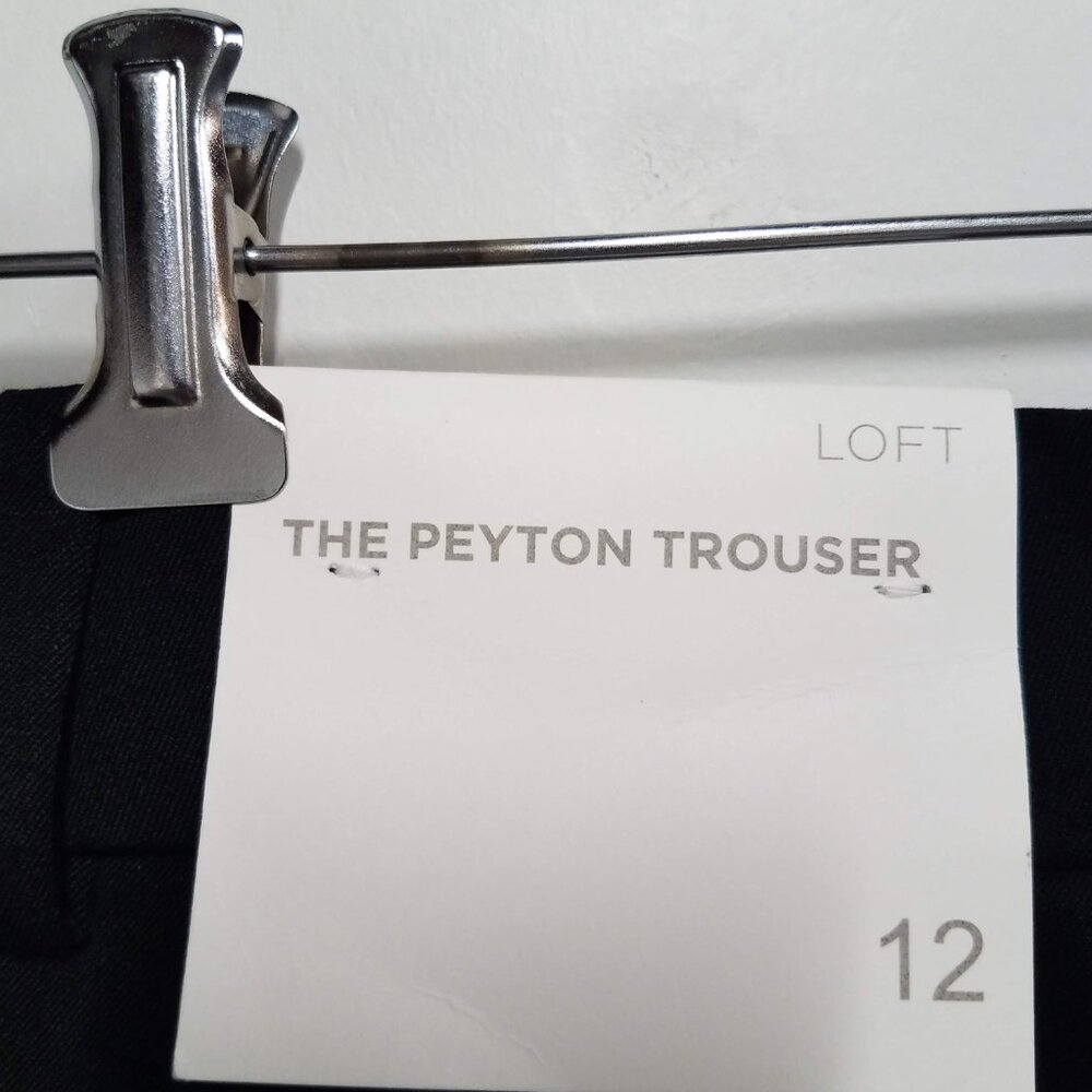 Ann Taylor LOFT The Peyton Trouser Black Bi-Stretch Womens 12 Wide Leg 35299479 - Picture 9 of 11